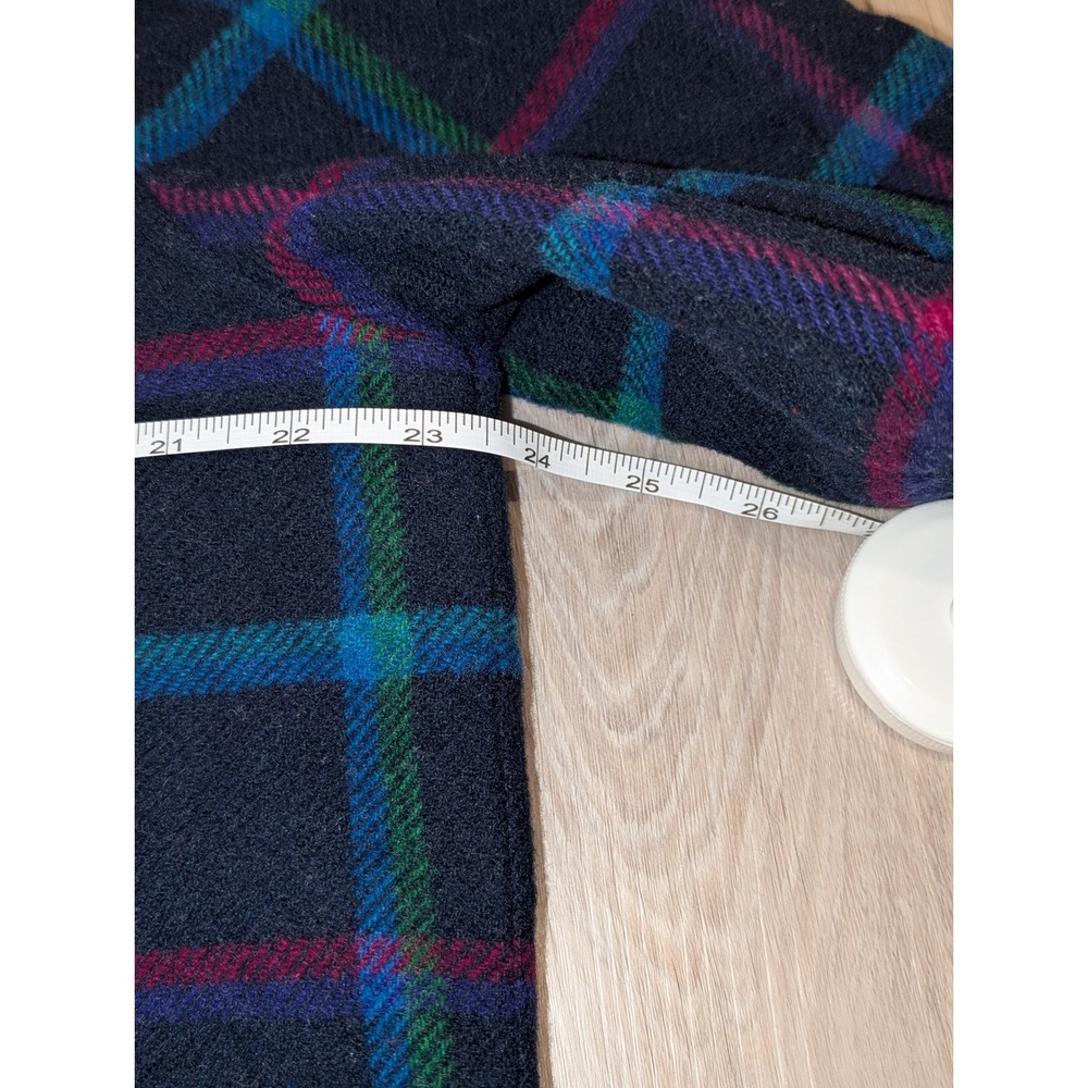 Pendleton Wool Bomber Jacket Navy Blue Plaid Button Up Vintage Womens M - Picture 6 of 7